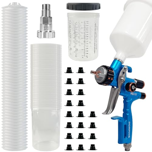 Image of Paint Spray Gun PRD-717 VS Type with Split Nozzle 1.3mm Spray Gun + Disposable Paint Cups 800ml /27oz 50 Sets