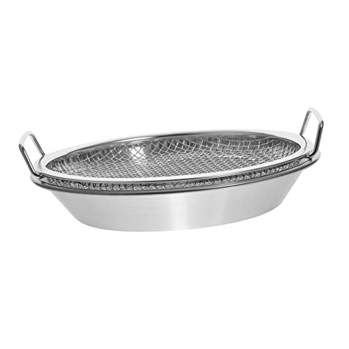 BEBEMOKO Bandeja Escurridora De Aceite De Acero Inoxidable Rejilla, Plato Multifuncional Para Servir Bocadillos y Frutas En Cocina Doméstica 21 Cm x 20 Cm