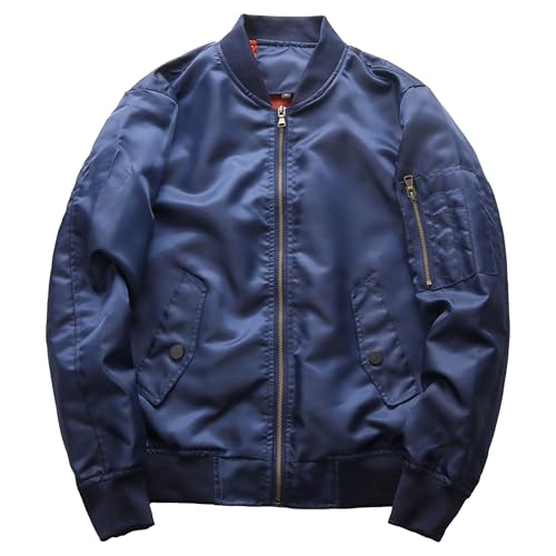 Men's Lightweight Flight Jacket Warm Bomber Jackets Zipper Pockets Casual Fall Varsity Blazer Pilot Outerwear