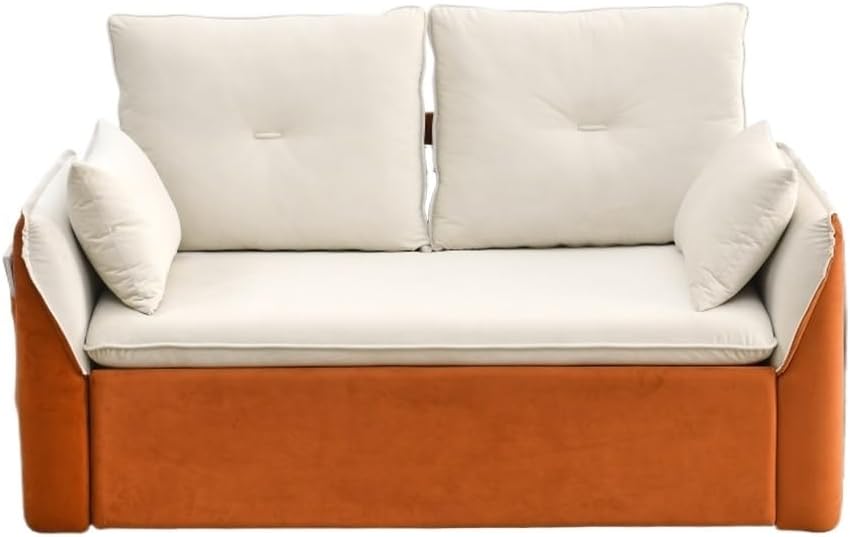 57" Convertible Sofa Bed with 2 Detachable Arm Pockets, Velvet Loveseat Multi-Position Adjustable Sofa