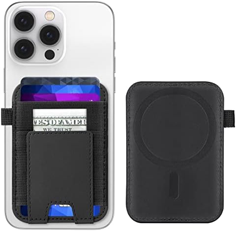 Magnetic Card Wallet Holder for Apple Magsafe, Leather MagSafe Card Holder for Back of iPhone 14/13/ 12 Series, Fit 7 Cards, Black