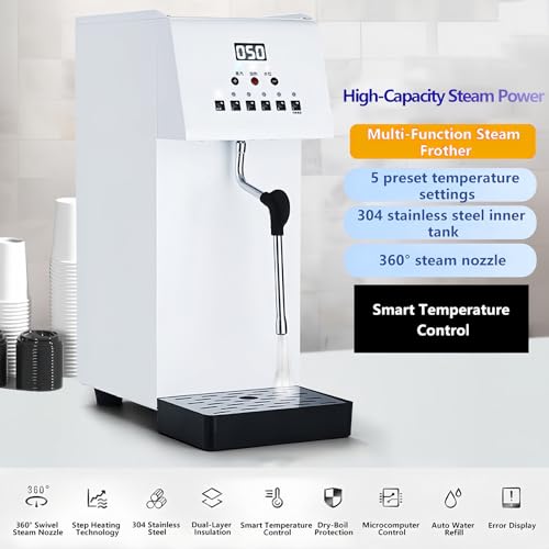 Komercyjny Wielofunkcyjny Spieniacz Do Mleka, Automatyczny Spieniacz Parowy O Mocy 2500 W Z Inteligentnym Termostatem, Tryb Dwufunkcyjny