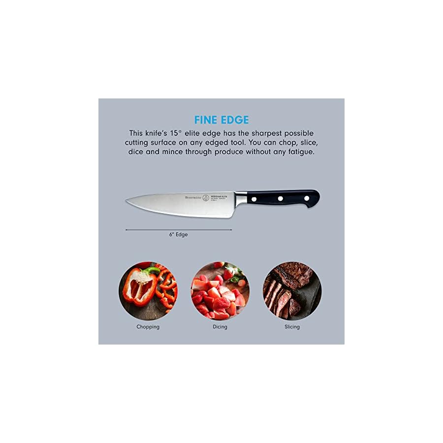 Messermeister-Meridian-Elite-6-Traditional-Chefs-Knife-Fine-German-Steel-Alloy-Blade-Rust-Resistant-Easy-to-Maintain Messermeister Meridian Elite 6” Traditional Chef’s Knife - Fine German Steel Alloy Blade - Rust Resistant & Easy to Maintain