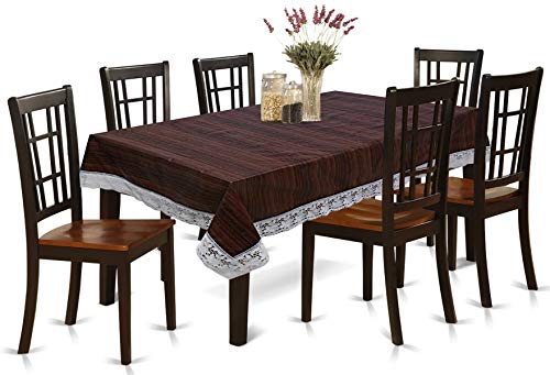 Kuber Industries Wooden Print PVC 6 Seater Dining Table Cover 60″x90″,Brown-KUBMART15509, Standard