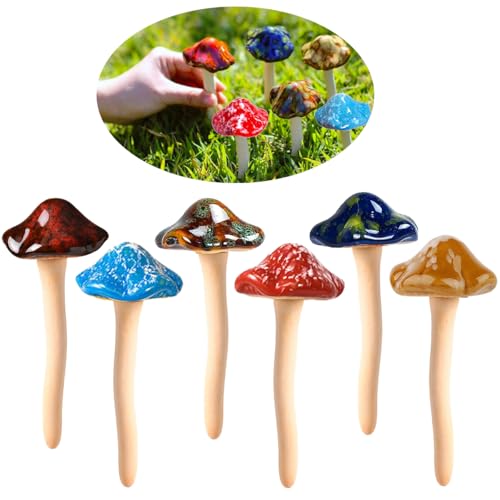Keramik Pilze 6 Stücke Klein Gartenpilzen Dekorative Pilze Gartendeko...