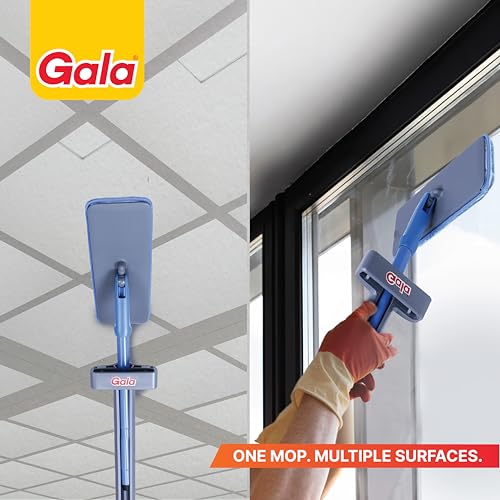 Image of Gala Flat Mop for Floor Cleaning | Hands Free Easy Squeeze Mechanism | Extra Microfiber Flat mop Refill| Stainless Steel Handle