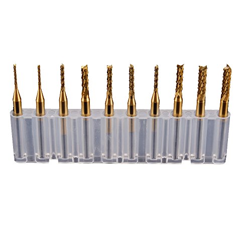 10 Stücke 3,175mm Schaftdurchmesser 1,0 1,5 2,0 2,5 3,0 mm Schneidendurchmesser CNC-Fräser Bit Titanium-Beschichtung Cover