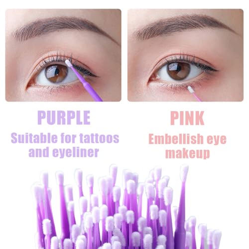 UEAVOID 100 Stück Kopf biegbare ultrafeine Microbrush Microbürstchen Reinigungsstäbchen zur Minipinsel Wimpernverlängerung Zubehör für Makeup und Reinigung
