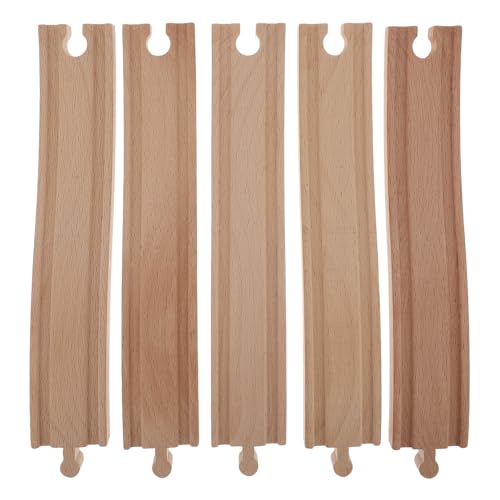 WOONEKY Juego de 5 Accesorios de Vías de Tren de Madera Curva para Montaje, Modelo de Vía de Tren de Expansión, Pista de Escena, Complemento Seguro y Educativo para Trenes de Juguete