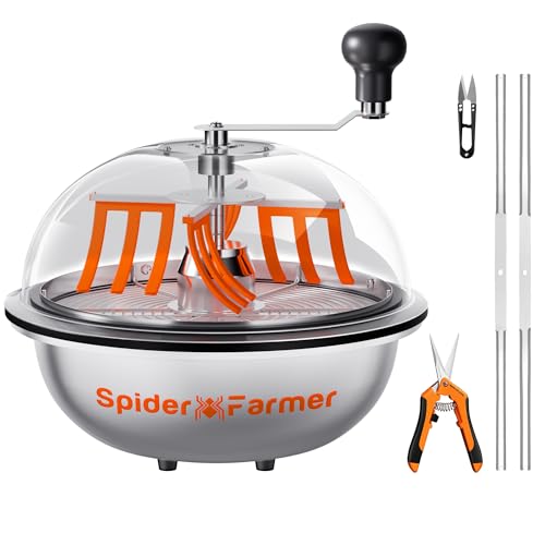 Spider Farmer Bud Leaf Bowl Trimmer 13 Clear Visibility Dome with Sharp Stainless Steel Blades Manual Leaf Trimmer for Hydroponic Plants Herbs Wet/Dry Use Includes Pruning Shears