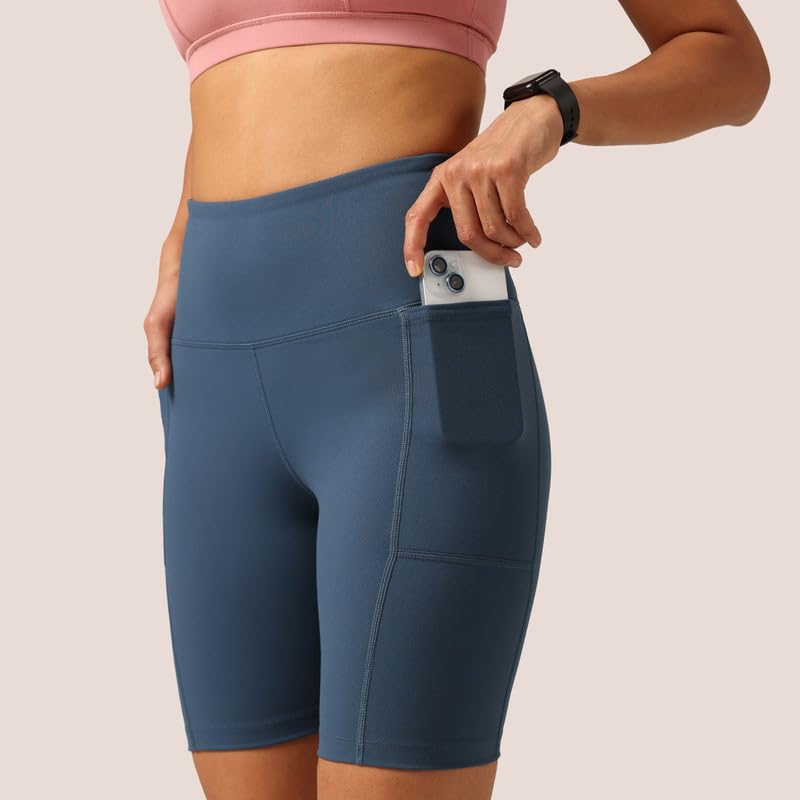 Blissclub Ultimate Pantalones cortos de ciclismo Lite con 2 bolsillos, pantalones cortos de gimnasio para mujer, pantalones cortos deportivos, pantalones cortos de natación y moldeadores para abdomen