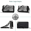 Peacocktion Damen Umhängetasche, Kleine Crossbody Taschen Schultertasche, Handgelenkstaschen Geldbörse mit Crossbody und Handgelenk 2 Riemen, Handytasche zum Umhängen, 04-Schwarz Leopardenmuster #1