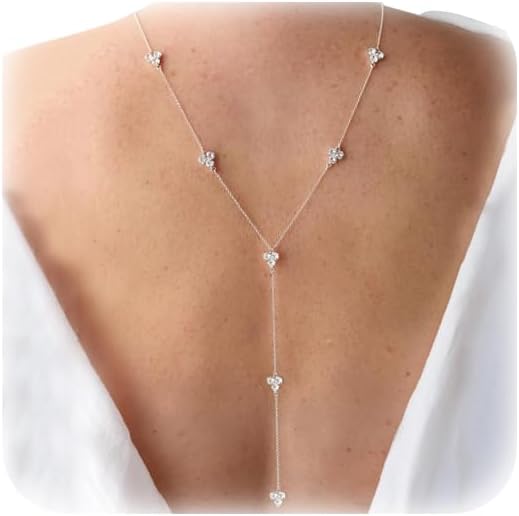 Luxury Crystal Flower Back Chain Body Jewelry for Women Sexy Floral Backless Rhinestone Necklace Bridal Wedding Backdrop Dress Accessories Jewelry