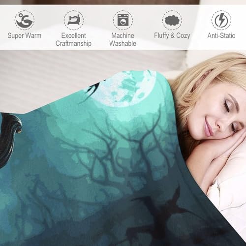 Couverture flanelle citrouilles Happy Halloween plaid doux léger lit canapé - 3