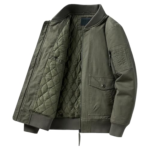 DGHM-JLMY Men's Autumn Winter Padded Jacket Stylish Lightweight Bomber Jackets Casual Cotton Multi Pocket Cotton Warm Coat