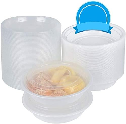 TashiBox 24 oz Disposable Plastic Bowl with Lids, Salad Bowl with Lids - 50 count.