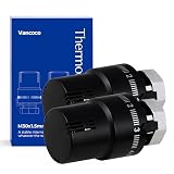 VANCOCO 2 Pezzi M30×1,5 mm Testa Termostatica per Termosifoni, Valvola Termostatica Radiatore, Nero, con Sensore Liquido e Funzione Antigelo