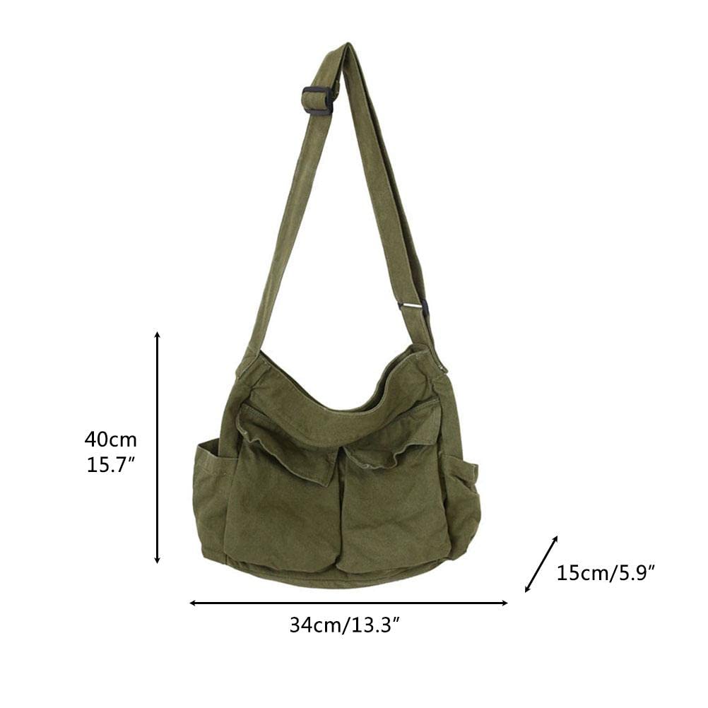 Shoulder Tote Bag, Canvas Messenger Bag Large Capacity Hobo Crossbody Bag with Multiple Pockets Casual Bags Shoulder Tote Bag for Women and Men,34 x 15 x 40 cm