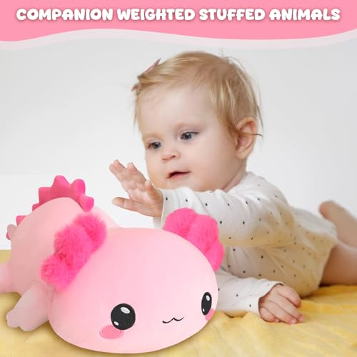 Xfrog Weighted Axolotl Plush, Großes Stofftier Gegen Ängste, Rosa Axolotl-Stoffspielzeug, Süße Umarmungs-Wurfkissenpuppe Für Jungen, Mädchen, Freundinnen, 35CM