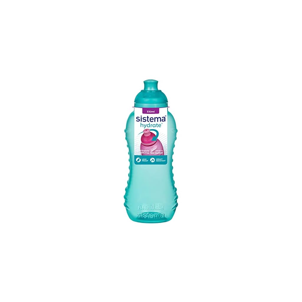 Sistema Twist 'n' Sip Squeeze Kids Water Bottle | Leakproof Water Bottle | 330 ml | BPA-Free | Assorted Colours