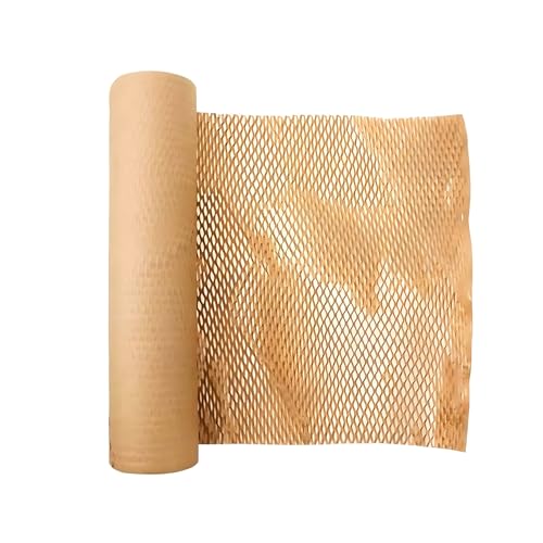 Image of BonKaso Honeycomb Paper Wrap Roll 100M x 15 Inch | 80 GSM Eco-Friendly Brown Packaging Roll | Cushioning & Shockproof Wrap for Fragile Items | Sustainable Packing Material for Shipping