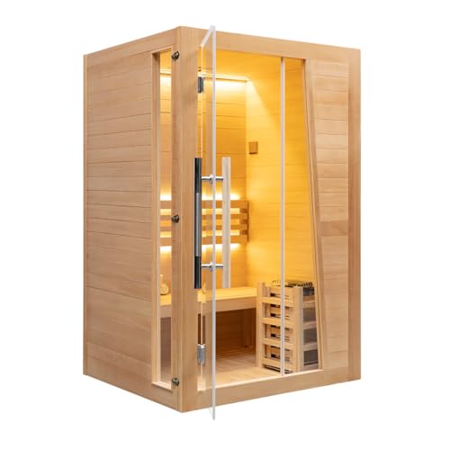 Vidalux Klassikko Traditional Sauna - Modern Elegant Design and Mood Lighting - Non-Allergenic, Non-Toxic with 5 Years Body Warranty - 2P Elegent