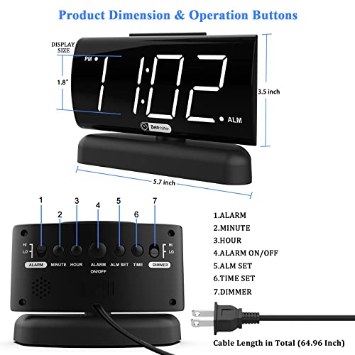 Alarm Clock Big Digits Wiht Swivel Base,2 Levels Alarm Sound,2-Level Brightness Digital Clock For Bedrooms,Easy To Read, Bedside Alarm Clock,12H Format, 9 Min Snooze,Outlet Powered, Battery Backup #TOP1