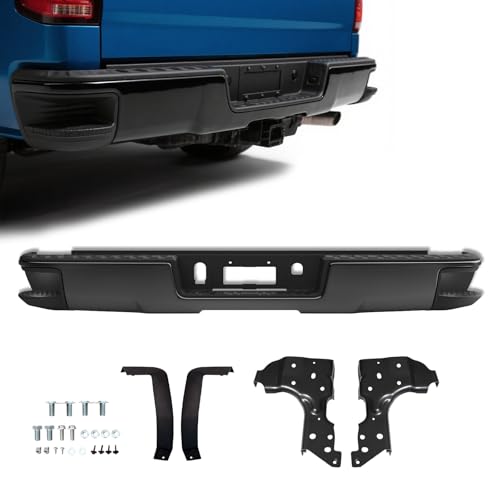 ORIVIN Rear Step Bumper Assembly for 2014-2018 Chevy Silverado 1500 & GMC Sierra 1500 Replacement for GM1103177Black without Park Sensor Holes