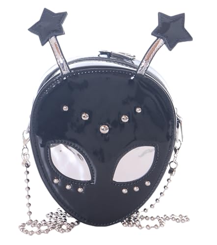 Sac culte pour femme Alien noir laqué rivets sac à main gothique rock 18cm