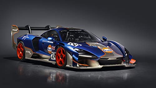 Iconic Arts Laminated 42x24 Poster: Blue red mclaren Senna GTR lm Gulf car 4k 5k hd Cars HD