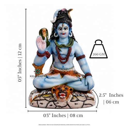 Image of Handcrafted Lord Shiva Marble Idol 5 Inch | Mahadev Murti for Home Mandir, Pooja Room & Meditation Corner | Decorative Shiv Statue for Vastu, Spiritual Decor & Religious Gifts