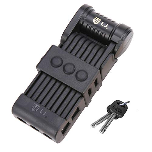 LJ LihJaw Bike Folding Lock Heavy Duty Anti Theft 8 Joints Alloy Steel Chain Lock with Storage Bracket, Portable Fold Lock, Compact Bicycle Security Lock, Deeper Tough Retractable Foldable Bike Lock