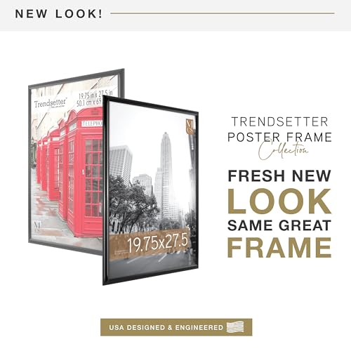 MCS Trendsetter 19.75x27.5 Poster Frame Black High-Gloss, Vertical & Horizontal Wall Hanging Large Picture Frame for Photos, Posters & Art Prints (2-Pack)