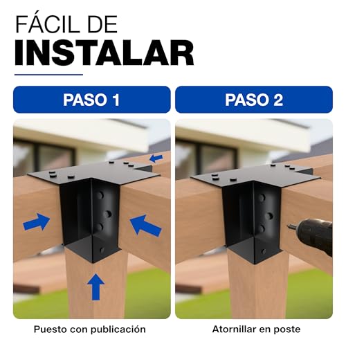 Miniatura 3 de Gezu Impex Conector De Poste X 121x121 Mm Revestimiento Negro En Polvo Conector De Pérgola Soportes De Esquina De 4 Vías Pabellón Soporte De Carpintería Diy