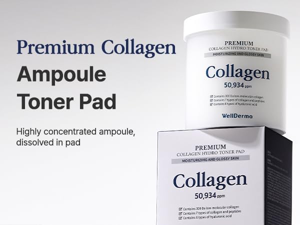Wellderma Premium Hydro Toner Pad, 250ml / 60 Pads – Hydrating & Firming with Collagen Water 50,934ppm, 7 Peptides & 6 Hyaluronic Acids, Large 75mm Size - Image 2