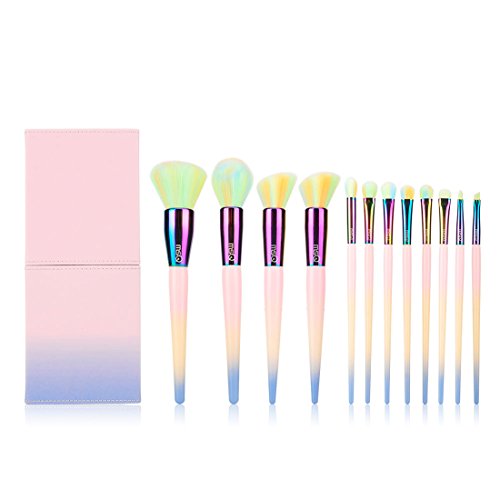 MSQ Makeup Brushes Set 12pcs Colorful Professional Makeup Brushes with Makeup bag, Soft Synthetic Hair, Foundation brush, Powder Brush, Blush Brush,Contour Brush,Eye Brush, Lip Brush, Brow Brush