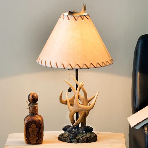 BLACK FOREST DECOR - Antler & Pinecone Table Lamp for