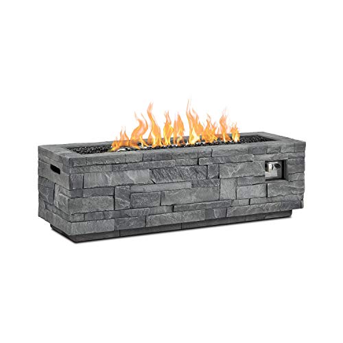 Real Flame Ct0003Lp-Gls Ledgestone Rectangle Fire Pit, Grey #TOP4