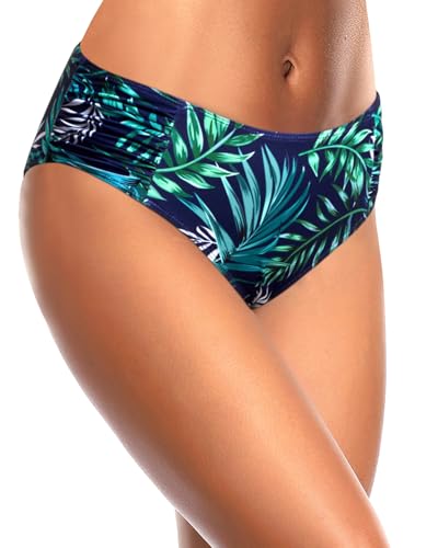 Image of Tempt Me Women Bikini Bottoms Mid Waist Bathing Suit Swimsuit Ruched Swim Bottom
