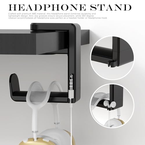 Noekye Headset Kopfhörer Headphone Halterung Ständer Halter Stand Kopfhörerständer Kopfhörerhalter Headsethalter Unter Tisch Schreibtisch Büro Organizer Zubehör Schwarz