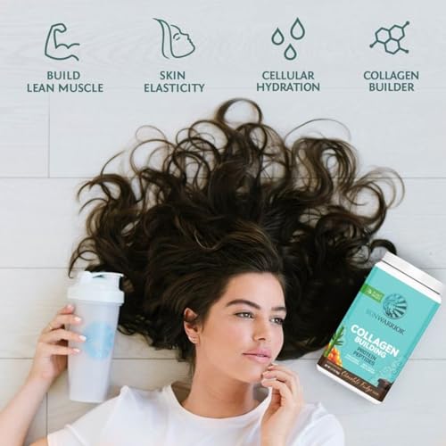 Sunwarrior Vegan Collagen Protein Powder Plant-Based | Hyaluronic Acid Minerals Biotin Soy Free Dairy Free Gluten Free Non-GMO | Chocolate 40 Servings | Collagen Building Peptides
