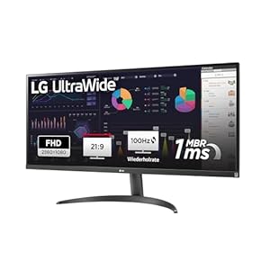 LG Electronics 34WQ500-B UltraWide™ Full HD 34″ (87cm), 2560 x 1080, 21:9, AMD FreeSync™, HDR10- and VESA DisplayHDR™ 400, IPS with sRGB 99% (Typ.), Waves MaxxAudio®, 5ms GtG – Schwarz
