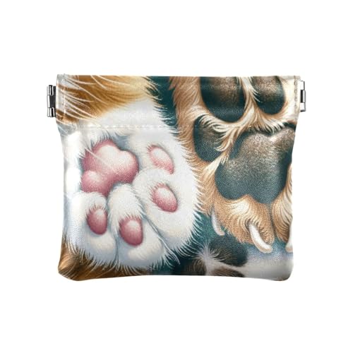 Funny Cat and Dog Paws Coin Purse Leather Pouch Change Purse, Squeeze Coin Pouch for Cards, Keys & Lipsticks, Unisex