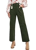 Acelitt Woman Casual Fall Corduroy Pants High Waisted Fashion Loose Straight Leg Pants Trousers Green Green Medium