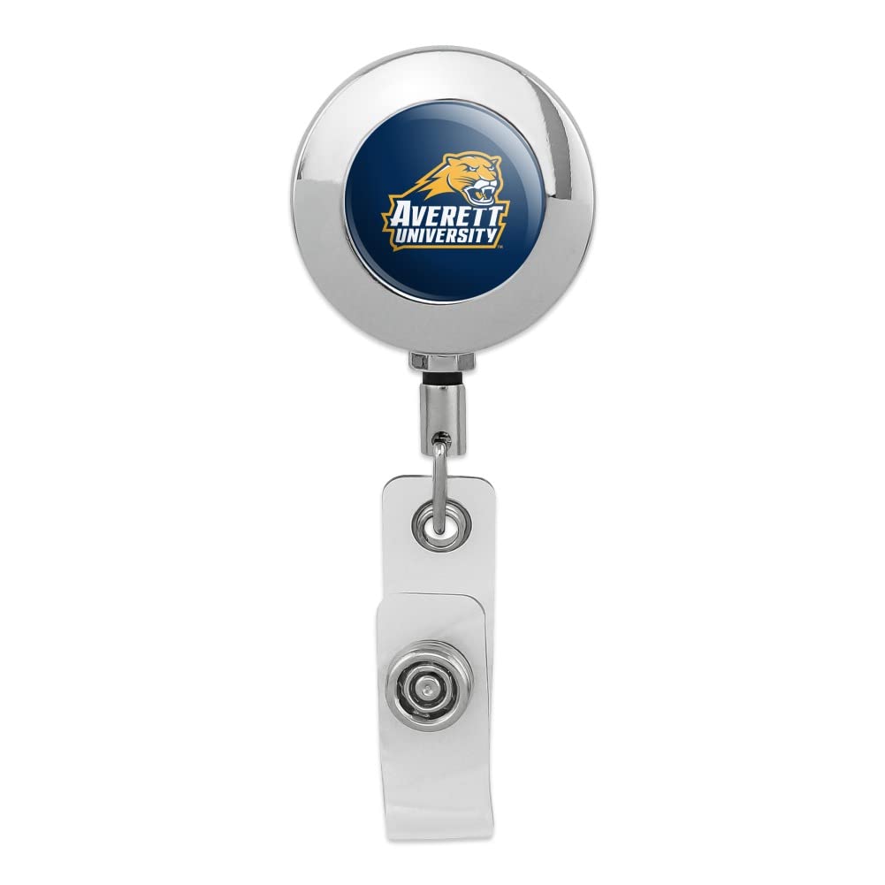 Averett University Cougars Logo Retractable Reel Premium Metal Chrome Badge ID Card Holder Clip