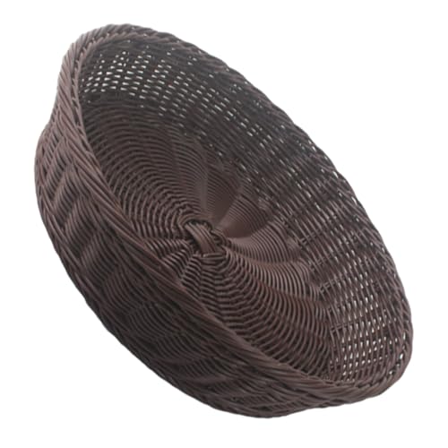 ANDRESLAD 1 Pc Cesta Tejida Organizador De Cestas De Cocina Bandeja De Cesta De Pan Bandeja De Algas Marinas Fruit Basket Organización Cesta De Escritorio De Mimbre Brown Bambú Reutilizable