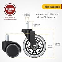HOLKIE Bürostuhl Rollen für Bürostühle 5er-Set für Parkett Hartbodenrollen Boden 10x22 mm Transparent Schreibtischstuhl Gummirollen für Stühle als Computer-Gaming-Stuhl Bürostuhlrollen Sehr Leise – Ansicht 3