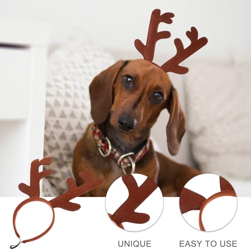 Diadema de Navidad para mascotas con astas POPETPOP miniatura 3