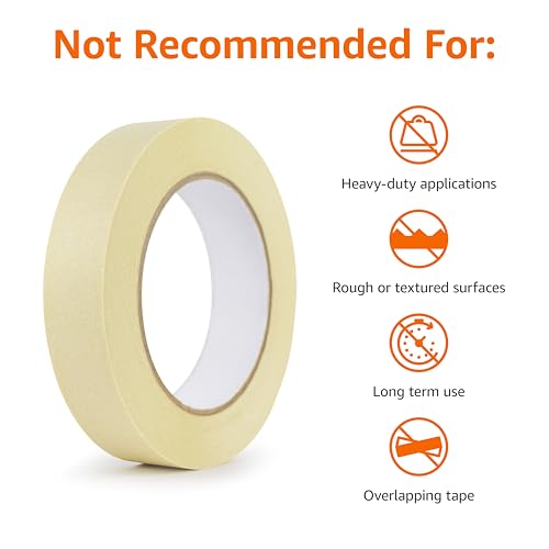 Image of Amazon Basics Masking Tape for Light Duty Applications, Labeling, Easy Removal, Tears by Hand, 0.94 inch x 180', Beige, 6 Rolls (Pack of 8)