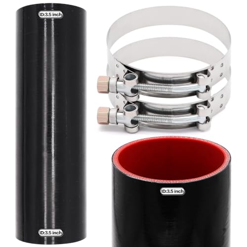 Image of 3 1 /2inch(89mm) Silicone Coupler Straight Hose Rubber 4-Ply 5mm Thickness 12inch Length for Intake Exhaust Pipe Intercooler Coolant Turbo Tube 3.5x8 With 2 PCS Stainless Steel T-clamps